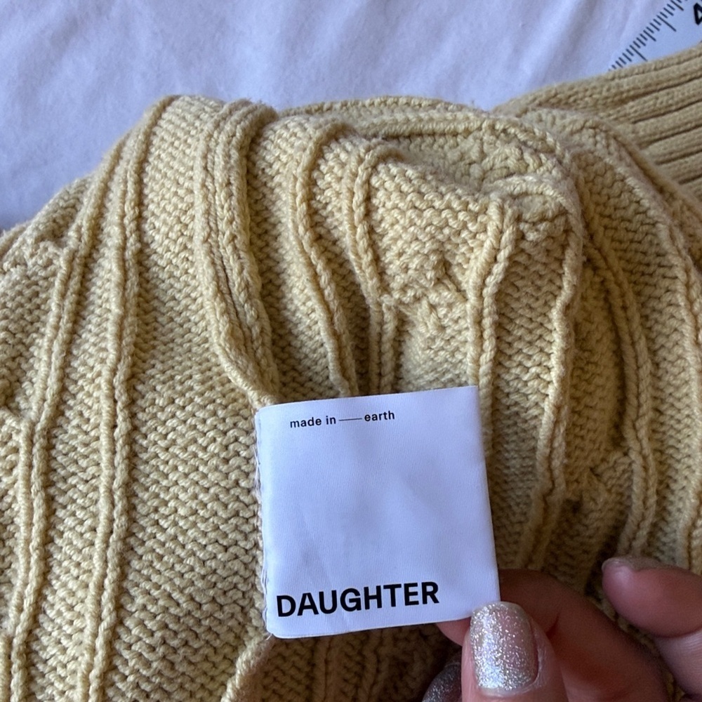 Daughter Classic Cream Cable Knit Crewneck Sweater - Picture 13 of 13